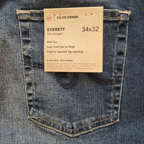 AG Adriano Goldschmied Everett Slim Straight Jeans Men's Size 34X32 - Picture 3 of 7
